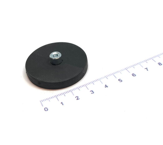 Rubber potmagneet 43 mm draadbus M4