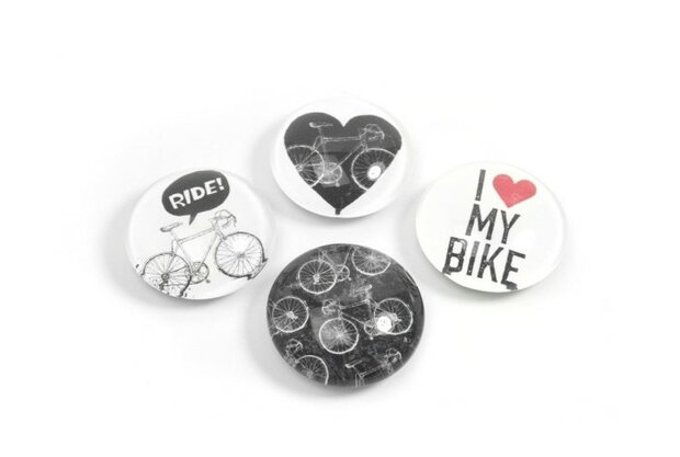 mode verloving Junior Mooie fiets magneten van glas Bike - set van 4 stuks